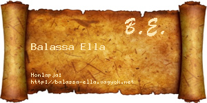 Balassa Ella névjegykártya